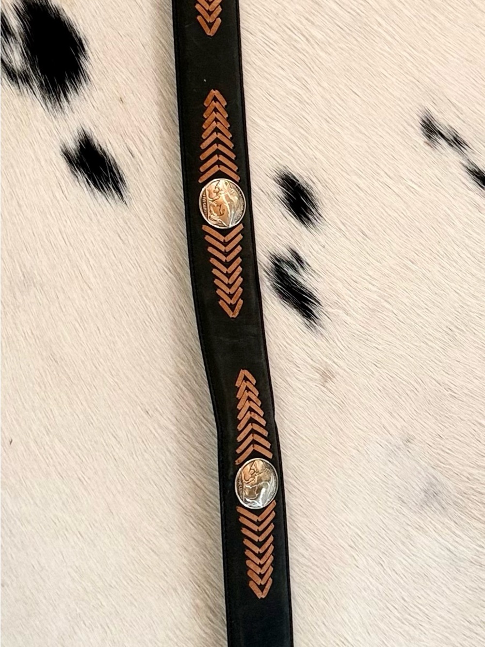 Resistol Black Leather Belt with Brown Braided Inlay and Silver Conchos